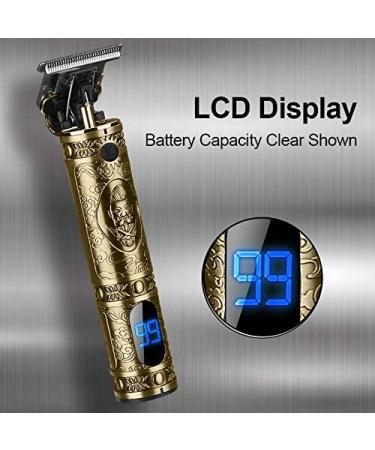 Puxssul Professional Cordless Hair Trimmer for Men - Close Cutting T-Blade Grooming Kit with LED Display and Zero Gap Beard Clipper, Bronze - Buy Online on GoSupps.com