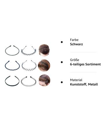 Unisex Black Wave Metal Hair Bands - 6 Pieces Non-Slip Elastic Ties for Men & Women Perfect for Sports & Yoga - Buy Online on GoSupps.com