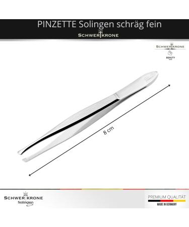 Schwertkrone Professional Tweezers 8cm - Cranked Angled Slanted Eyebrow Plucking from Solingen Germany - Buy Online on GoSupps.com