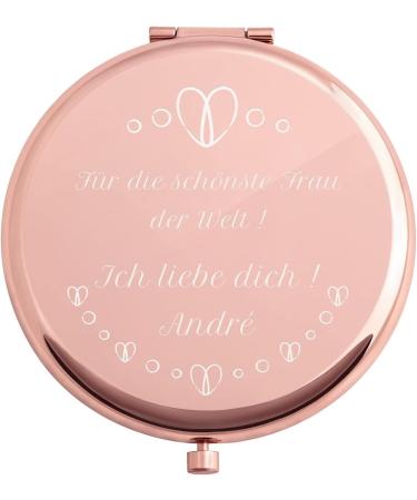 Personalized Rose Gold Maverton Double Makeup Mirror - Engraved Round Travel Handbag Mirror for Women - Perfect Gift - Buy Online on GoSupps.com