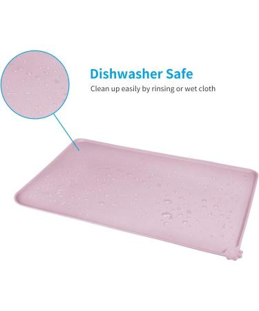 Audwud Silicone Waterproof Pet Feeding Mat - Anti-Slip Dog & Cat Bowl Mat 53x38 cm - Peach Pink - Buy Online on GoSupps.com