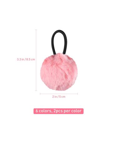 Lurrose 12Pcs Fluffy Ball Hair Ties for Toddler Girls - Elastic Pom Pom Ponytail Holders in 6 Colors - Buy Online on GoSupps.com