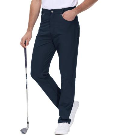 Rdruko Men's Stretch Golf Pants Lightweight Work Casual Pants with Pockets Navy 36