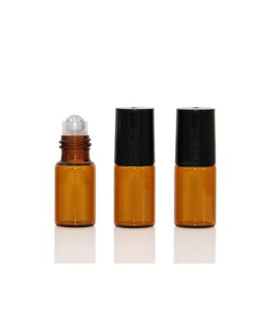 12-Pack Amber Glass Roll-On Bottles with Steel Roller Balls & Black Lids - 5ml Essential Oil & Perfume Containers - Buy Online on GoSupps.com