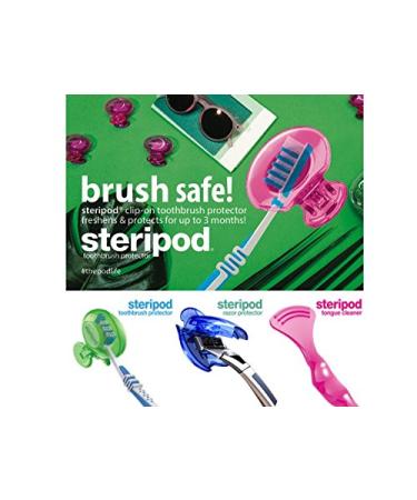 Steripod Kids Clip-On Toothbrush Protector - 2-Pack Purple & Green Glitter Pods - Buy Online on GoSupps.com