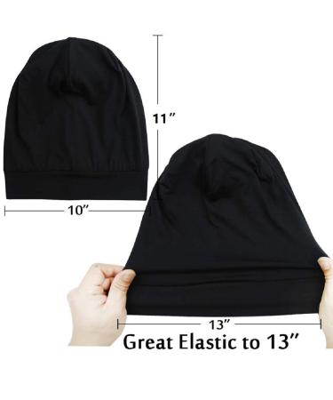 Satin Silk Lined Black Sleep Cap for Frizzy Hair Women - Prevent Frizz and Protect Hair Overnight - Buy Online on GoSupps.com