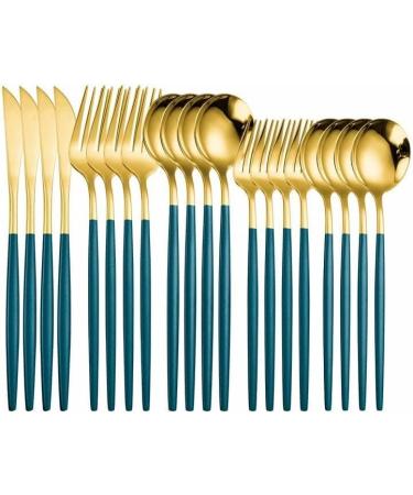 Silverware Set White Silver Cutlery Set Stainless Steel Dinnerware Set Forks Knives Spoons Set Fork Knife Black Silver Kitchen Tableware 20Pcs (Color : Silver 20pcs) - Buy Online on GoSupps.com