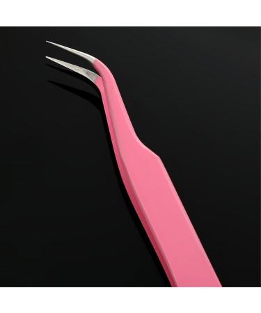 Yueton 2pcs Pink Stainless Steel Tweezers for Eyelash Extension - Straight and Curved Head - Buy Online on GoSupps.com