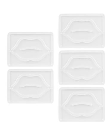 Sonew 5pcs Lip Mask Transparent ABS Reusable Lip Beauty Mask Maker Portable Lip Mask Patch Tray Plate for DIY