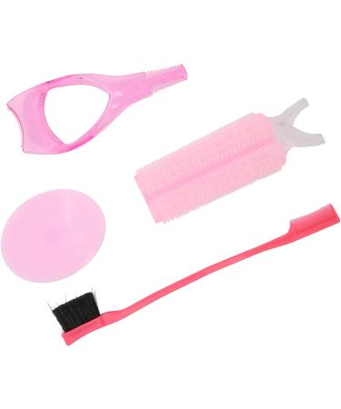 Hair Dressing Curler Face Cleaning Brush Eyebrow Brush Eyelash Assistant Women Beauty Set Pink - Buy Online on GoSupps.com