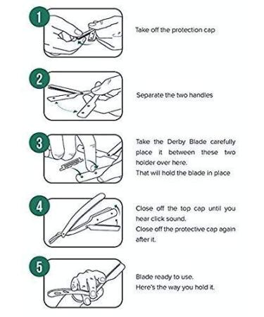 ProMax Care Professional Straight Edge Razor - Stainless Steel Barber Razor with 100 Derby Blades for Close Shaving - Men's Manual Safety Shaver with Blue Handle - Buy Online on GoSupps.com