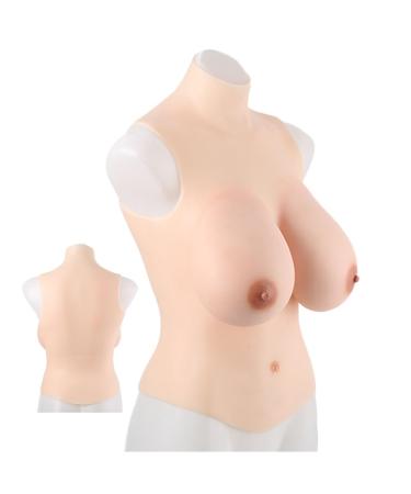 Knobco High Collar Style Realistic Silicone Breast Forms Fake Breast Chest Enhancer Suitable for Mastectomy Prosthesis Weddings Christmas Halloween Cosplay (Color: White Skin Size: G) G White Skin