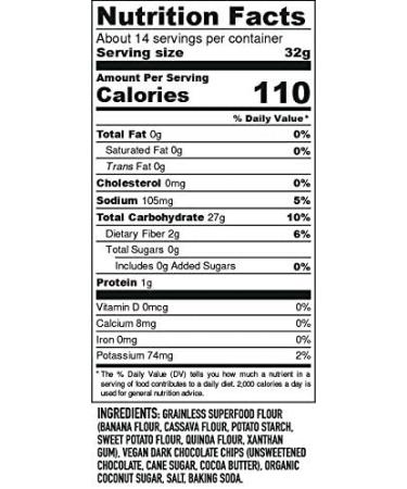 Grainless Grain Free Chocolate Chip Cookie Mix - Baking Mix for Grain-Less Cup Cakes Grain Free Muffins | Gluten Free Soy Free Corn Free Nut Free Vegan Paleo Friendly OU Kosher 1 Pack - Buy Online on GoSupps.com