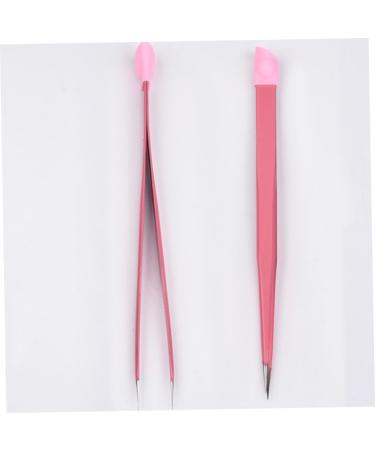 Nail Tweezers Double Sided Nail Art Sticker Press Rhinestone Picker Nippers Pink - Buy Online on GoSupps.com