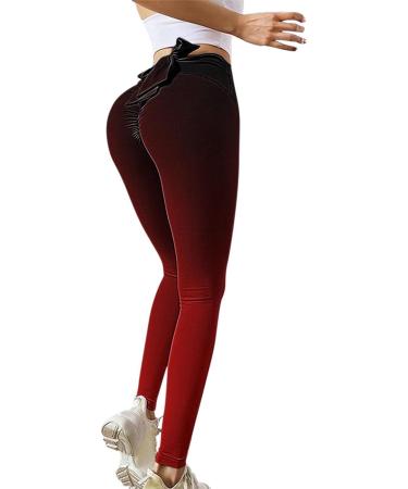 Sexy Red Bow Tie High Waist Workout Leggings | Butt Lift Yoga Pants | Medium - Buy Online on GoSupps.com