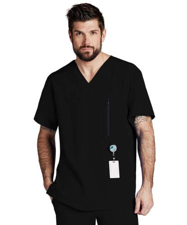 BARCO One Men's 0115 4-Pocket V-Neck Top Medium Black