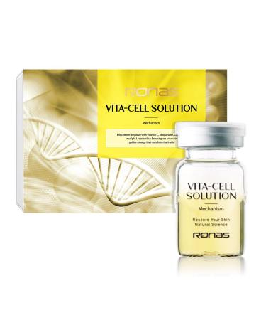 Ronas VITA Cell Solution Anti-Aging Serum with Hyaluronic Acid & Vitamin C | Hydrating Face & Neck Treatment for Dark Spots & Fine Lines - 10 Vials (0.16oz - Buy Online on GoSupps.com