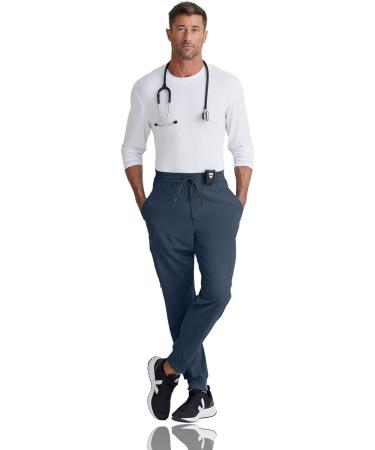 BARCO One Vortex Men's Scrub Jogger - Elastic Waist Eco-Friendly 4-Way Stretch Pant - Steel - Size Medium - Buy Online on GoSupps.com