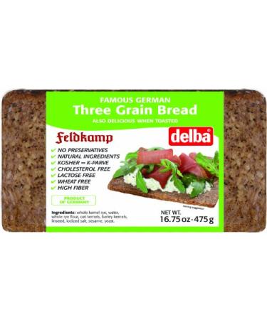 Delba Famous German Three Grain Bread, 16.75 Ounce (Pack of 12) Butter,Honey,Cheese 1.04 Pound (Pack of 12)