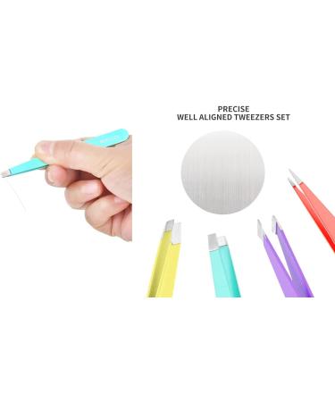 SUCOOR 4Pcs Stainless Steel Precision Tweezers Set for Eyebrow Shaping and Hair Removal - Multi-color - Buy Online on GoSupps.com