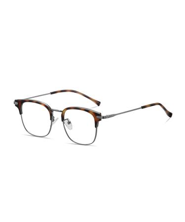 SERONI Eyebrow Metal Tr90 Frame Blue Light Blocking Glasses for Women Men Anti UV Ray Computer Reading Glasses for Women Men Tortoise 50 Millimeters