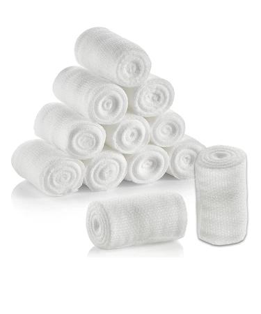 Gauze Rolls - Confirming Stretch Bandage Rolls - 12 Rolls Individually Wrapped - Bandage Wrapping for Dressing All Types of Wounds (2 inches)