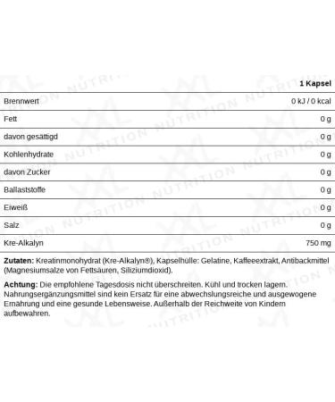 XXL Nutrition Kre-Alkalyn Creatine Monohydrate Powder - 120 Capsules | Best International Shipping - Buy Online on GoSupps.com