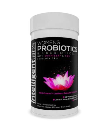 Intelligent Labs Women's Probiotics Formula with Cranberry Extract  D-Mannose and Prebiotics All in one! 6 Billion CFU Probiotic  One Capsule a Day  2 Months Supply Per Bottle
