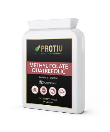Methyl Folate Quatrefolic - Folic Acid 600 g 90 Capsules - Superior Bioavailable Activated Folic Acid Supplement - UK Manufactured to GMP Standards