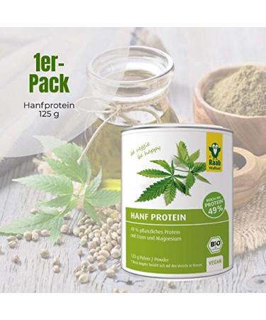 Raab Vitalfood Bio Hemp Protein Powder - Vegan 49% Plant Protein Omega-3 Fatty Acids 125g Pack - High Bioavailability for Optimal Nutrition - Buy Online on GoSupps.com