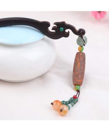 Wooden Hair Sticks - Retro Asian Hair Forks & Distressed Bodhi Pearls | Ethnic Jewelry Accessories for Long Hair - Buy Online on GoSupps.com