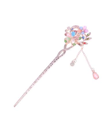 Vintage Hair Stick Opal Flower Hair Chopsticks Hair Decor Chinese Hairpins Old Hair Clip (Colorful)