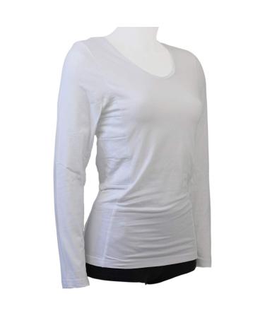ANNAPS Womens Large White Diabetes Long Sleeve T-Shirt with Pockets for Insulin Pump (L)