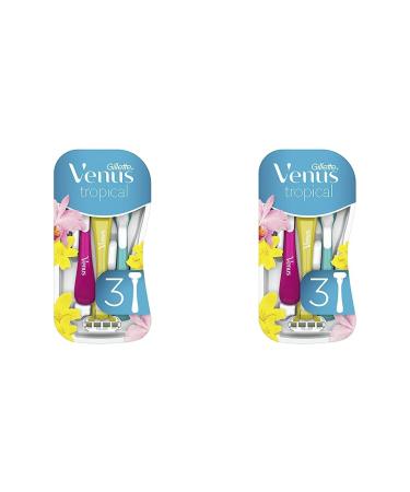Gillette Venus Tropical disposable razor women 3 women's razors with comfort blades Mother's Day gift (pack with 2) 3 pieces (2 -pack) Tropical