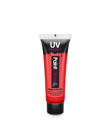 UV face and body paint 10 ml red - make-up blacklight party - PaintGlow Red