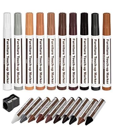 Furniture Markers Touch Up,Wood Filler Floor Scratch Repair Kits,Set of 21-Markers and Wax Sticks with Sharpener Kit for Funiture Repair,Floor Scratch.Touch Up Repair System Set,Wood Restore Pack 21 Piece Set