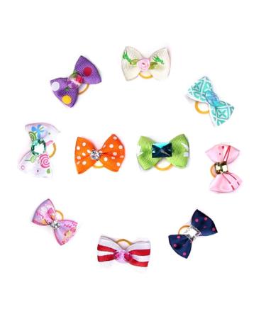 Ustnir 10 pieces dogs hair accessories dog hair loops with rubber band pets dog hair arches accessories for long hair pet dog cat cat puppies