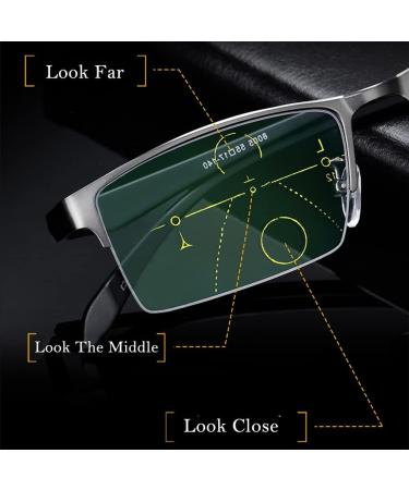 GHARAZ Progressive Multifocus Men's Reading Glasses - Photochromic Metal | 2.0+ Black Reading Aid - Buy Online on GoSupps.com