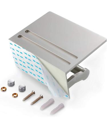 Smarthome Toilet Paper Holder with Shelf - Aluminum Tissue Roll Holder with Phone Storage - No Drilling, Wall-Mounted - Brushed Nickel - Buy Online on GoSupps.com