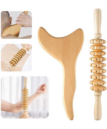 Massage tools massage rolls massage tab massage tool 2 pieces of physical recreation tools GUA SHA tool Lymphatic drainage massager Anti-cellulite-fascia massage roller for muscle kate