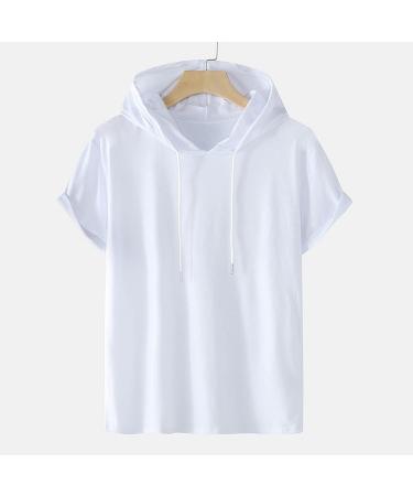 Men's Classic Cotton Hooded T-Shirt | Short Sleeve Athletic Fit Tee | Big and Tall Sizes | White - Summer Fashion - Buy Online on GoSupps.com