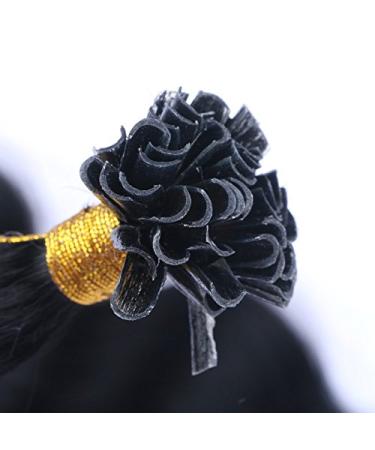 Keratin Bonding Corrugated Hair Extensions - #1 Black 50cm 200 Strands 100% Remy Real Hair Easy Use Wavy - Premium Micro Ring Quality - Buy Online on GoSupps.com