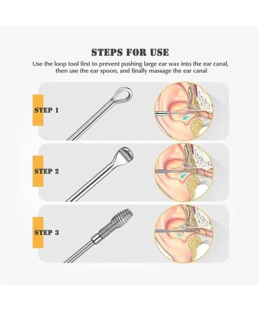 Portable Ear Cleaner Stainless Steel Ear Spoon Set Stainless Steel Ear Wax Remover Reusable Stainless Steel Ear Wax Remover Set Ear Wax Easily Removed Ideal for Personal and Home Use Silver - Buy Online on GoSupps.com