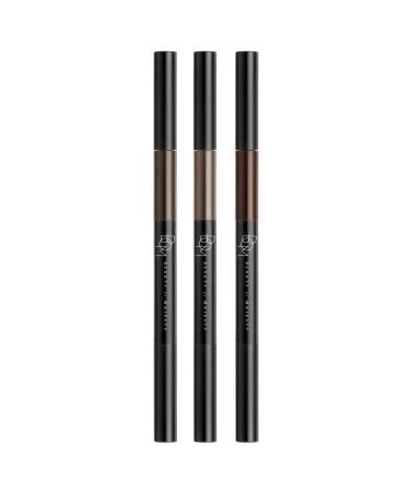 BOM 3 in 1 Triple Edge Eyebrow Pencil with Blender and Spoolie Long Lasting Waterproof Dark Brown #02 DARK BROWN