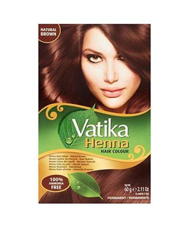 Vatika Henna Hair Colour NATURAL BROWN 100% Ammonia Free 6 x 10g Sachtes - 60g