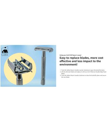 G.B.S Long Handle Classic Double Edge Safety Razor | Butterfly Open Design & 10 Stainless Steel Blades | Ultimate Clean Shave for Men - Buy Online on GoSupps.com