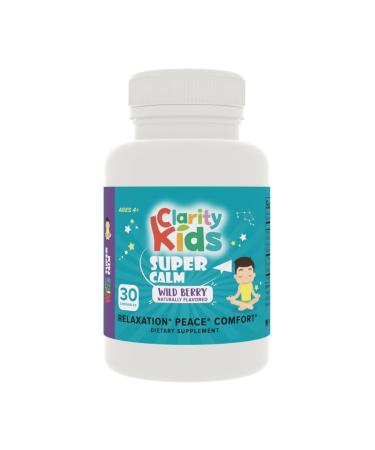 Clarity Kids Super Calm | Magnesium Chewable Vitamin for Children Comfort Focus and Relaxation | All Natural Calm Supplement with L-Theanine | USA Made | 30 Piece