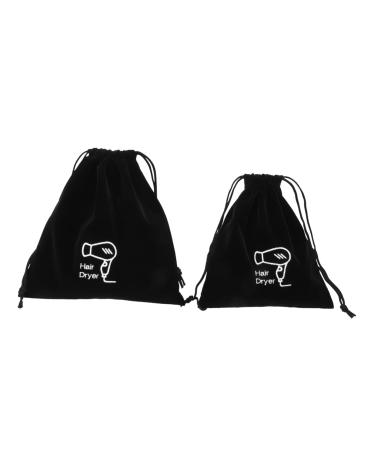 VINTORKY 2pcs Storage Bag Blowdryers for Hair Hairdryer Bonnet Blow Dryer Organizer Black Flocking Cloth