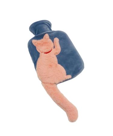 yuwqqoajv Experience unmatched comfort hot water bottle with plush cat cover 3D hot water bag for neck shoulder hand warmer orange