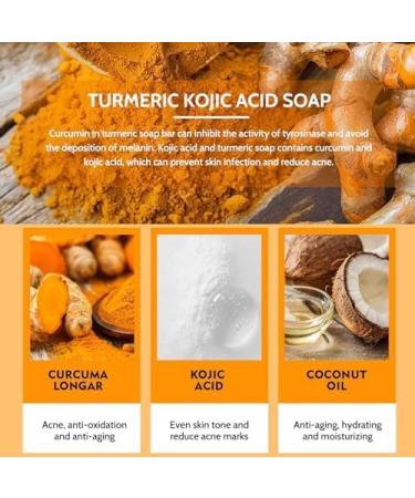Trendyfave Turmeric Kojic Acid Soap Original Tumeric Soap Acne Dark Spots Hyperpigmentation Smooth Skin Dark Spot Remover For Face & Body Even Skin Tone Soap Bars Moisture 100g - Buy Online on GoSupps.com